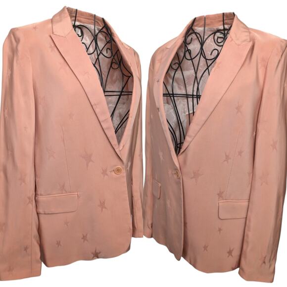 Zadig & Voltaire Deluxe Victor Jacquard Star Blazer Light Pink Womens Small 36 - Picture 14 of 14